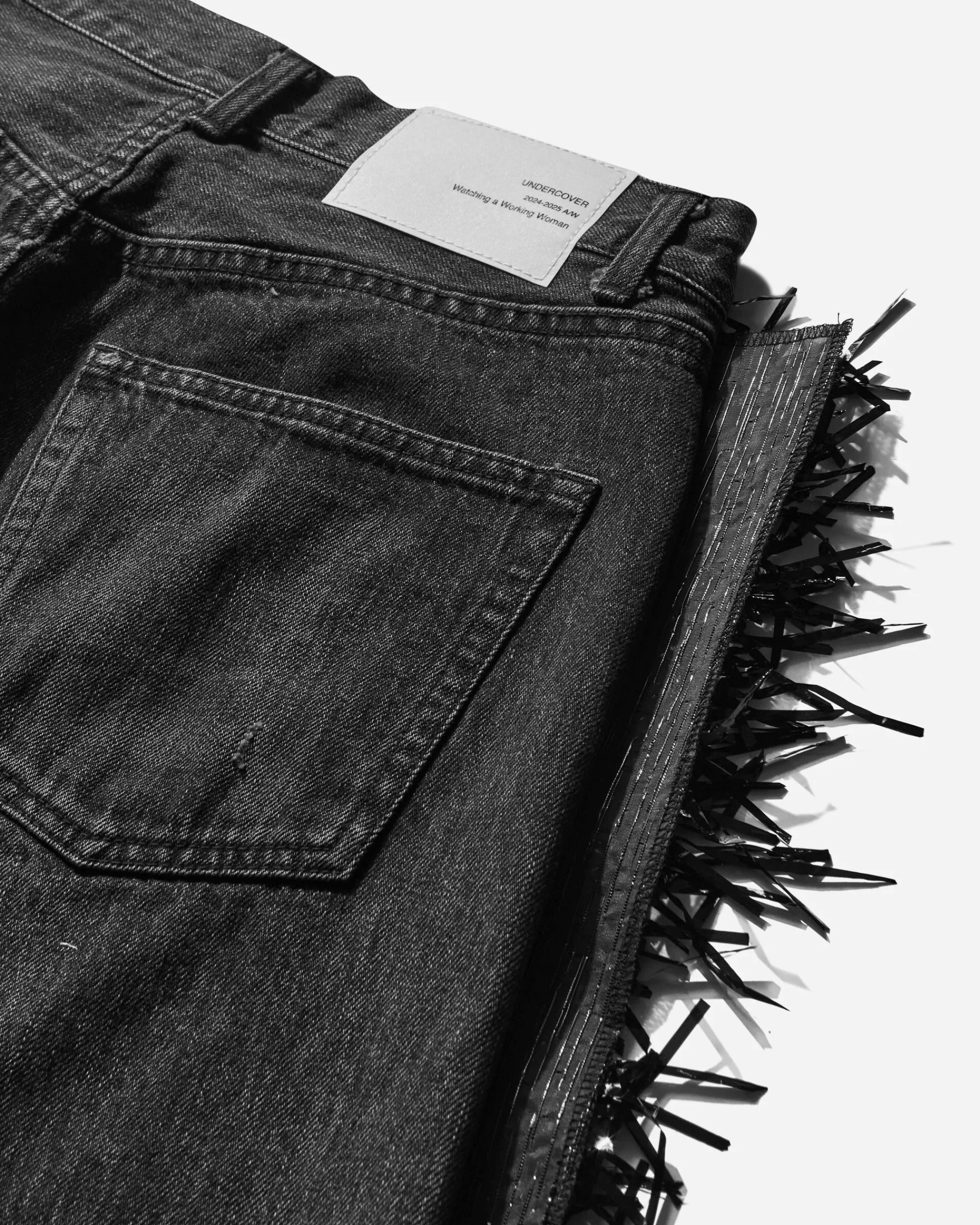 Undercover Pants^Women's Distressed Fringe Denim Pants Black