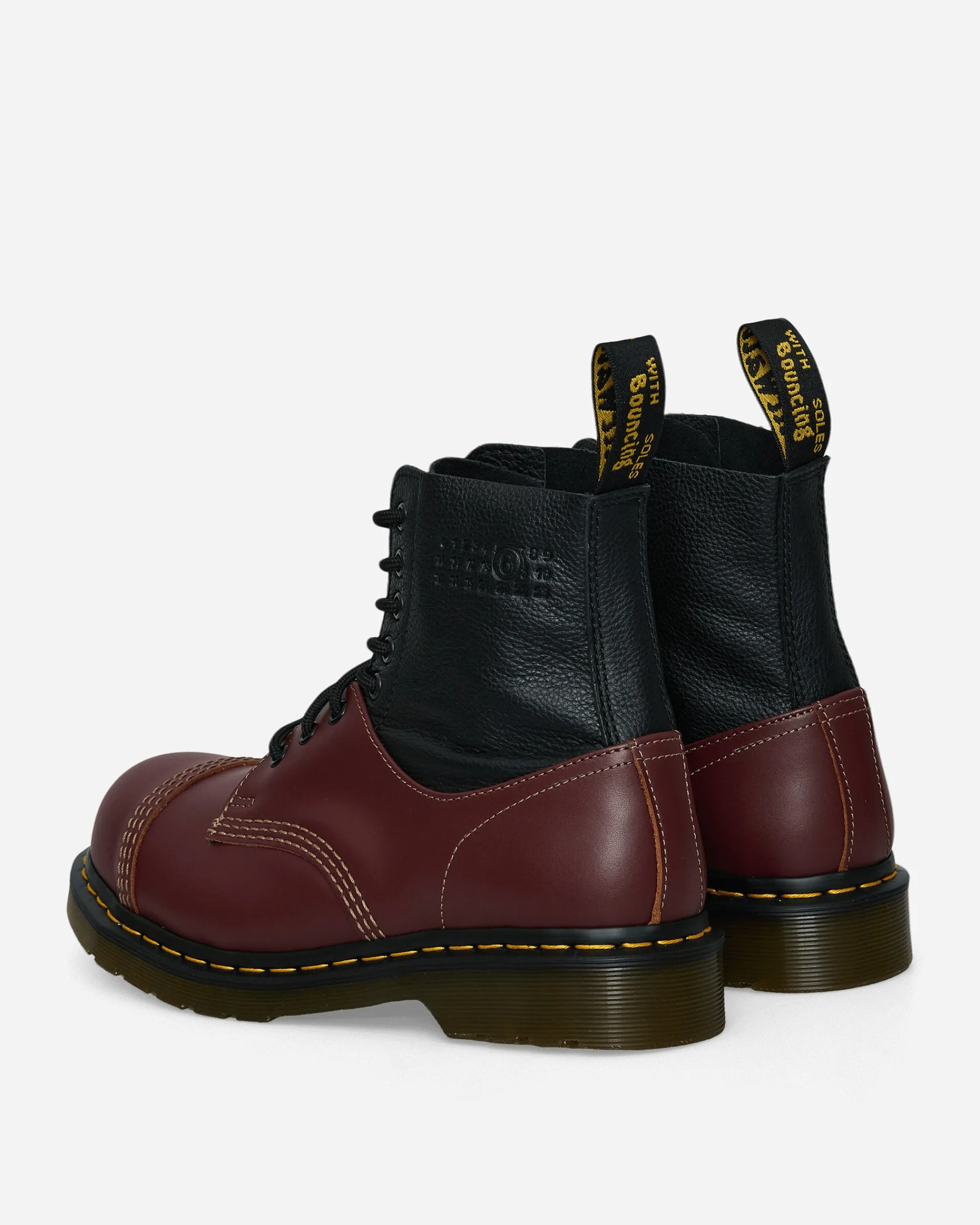 MM6 Maison Margiela Boots^Women's Dr. Martens 1460 Twisted and Reimagined Steel Toe Boots Black / Oxblood