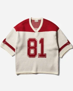 Guess USA Knitwears^Women's Football Jersey Sweater Petite Syrah / White