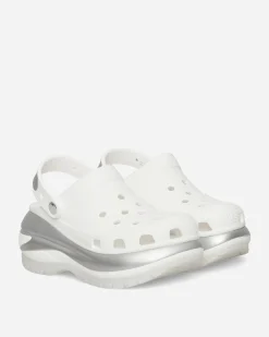 Crocs Sandals And Slides^Women's Mega Crush Clogs White / Silver