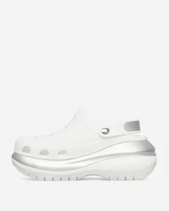 Crocs Sandals And Slides^Women's Mega Crush Clogs White / Silver