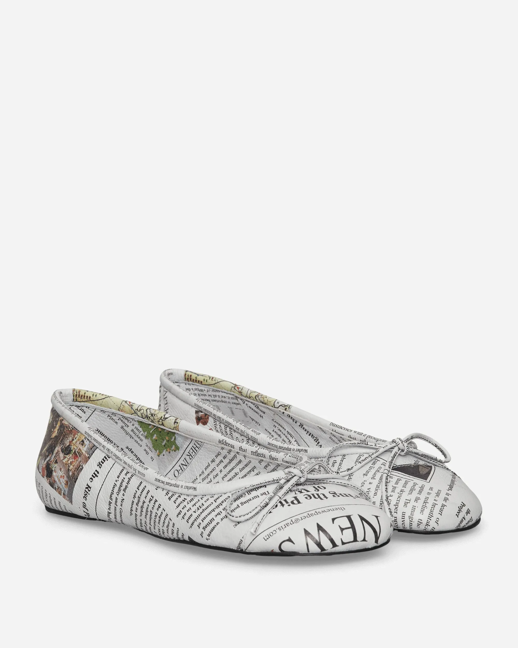 Abra Classic Shoes^Women's Newspaper Ballerinas White