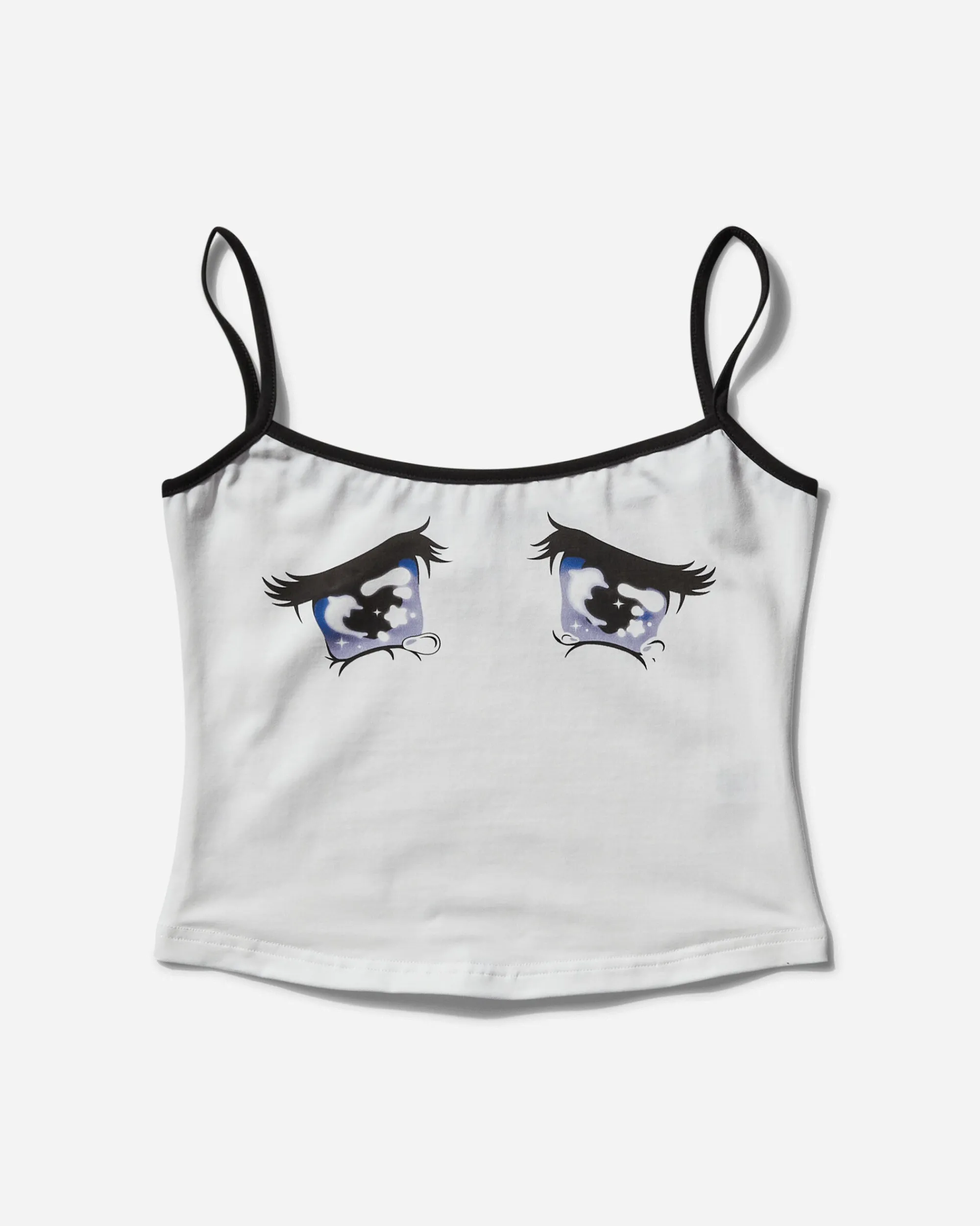 No Dress T-Shirts^Women's "No Cry" Crying Eyes Printed Camisole White