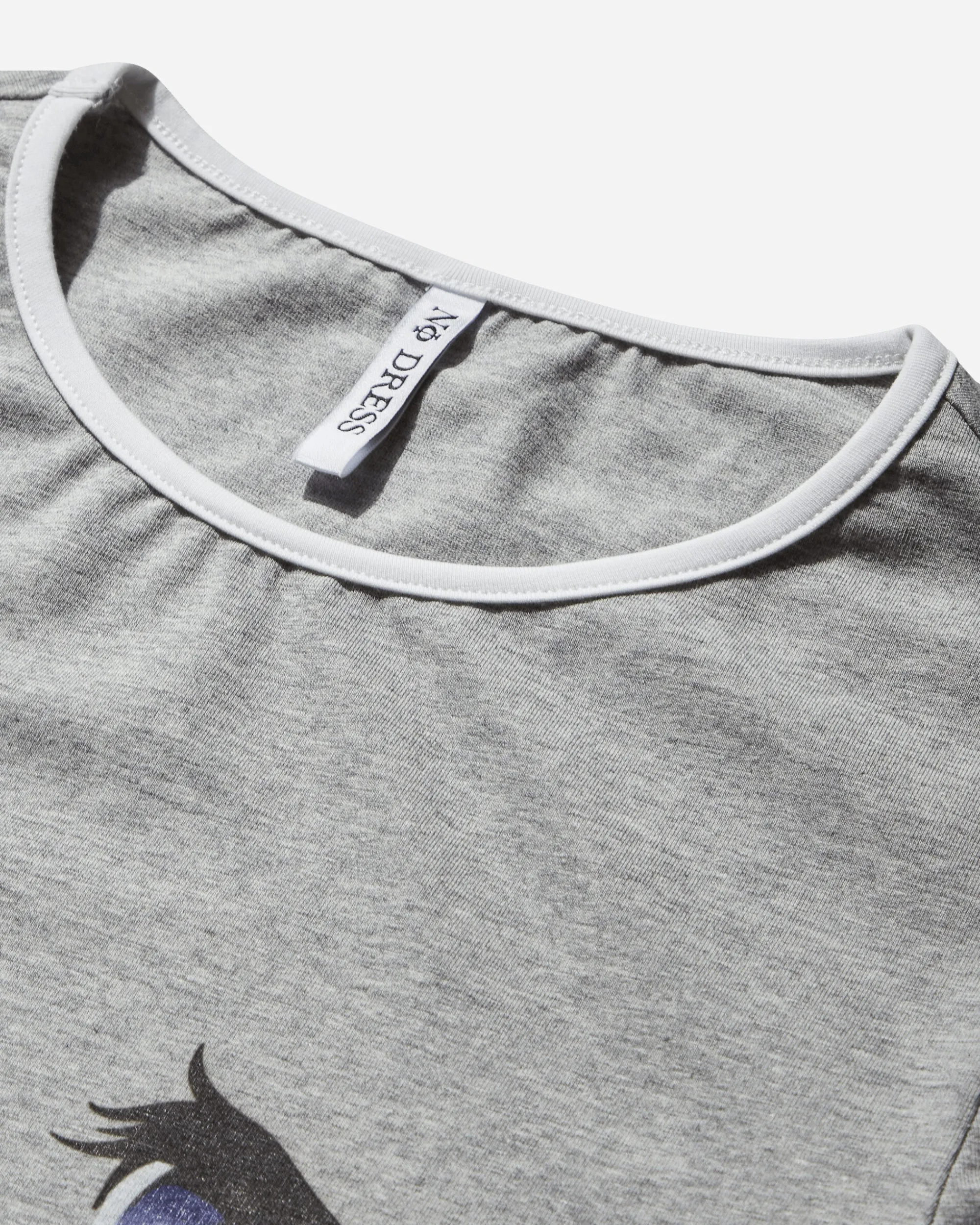 No Dress T-Shirts^Women's "No Cry" Crying Eyes Printed T-Shirt Grey