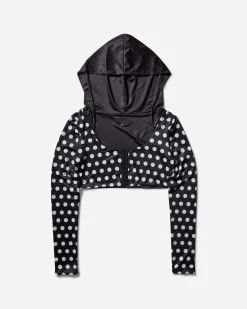 Nii Hai Sweatshirts^Women's Polka Hooded Crop Top Black / White
