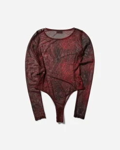 Guess USA T-Shirts^Women's Printed Mesh Bodysuit Petite