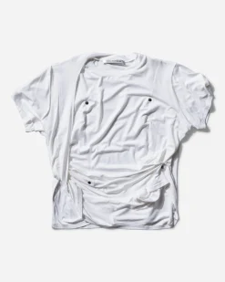 Mainline:RUS/Fr.CA/DE T-Shirts^Women's Rivets Draped T-Shirt White