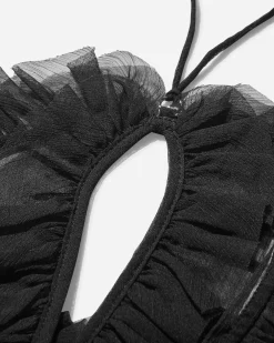 No Dress T-Shirts^Women's Ruffled Chiffon Camisole Black