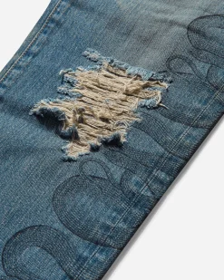 Hysteric Glamour Pants^Women's Snake Loop Distressed Cropped Denim Pants Indigo