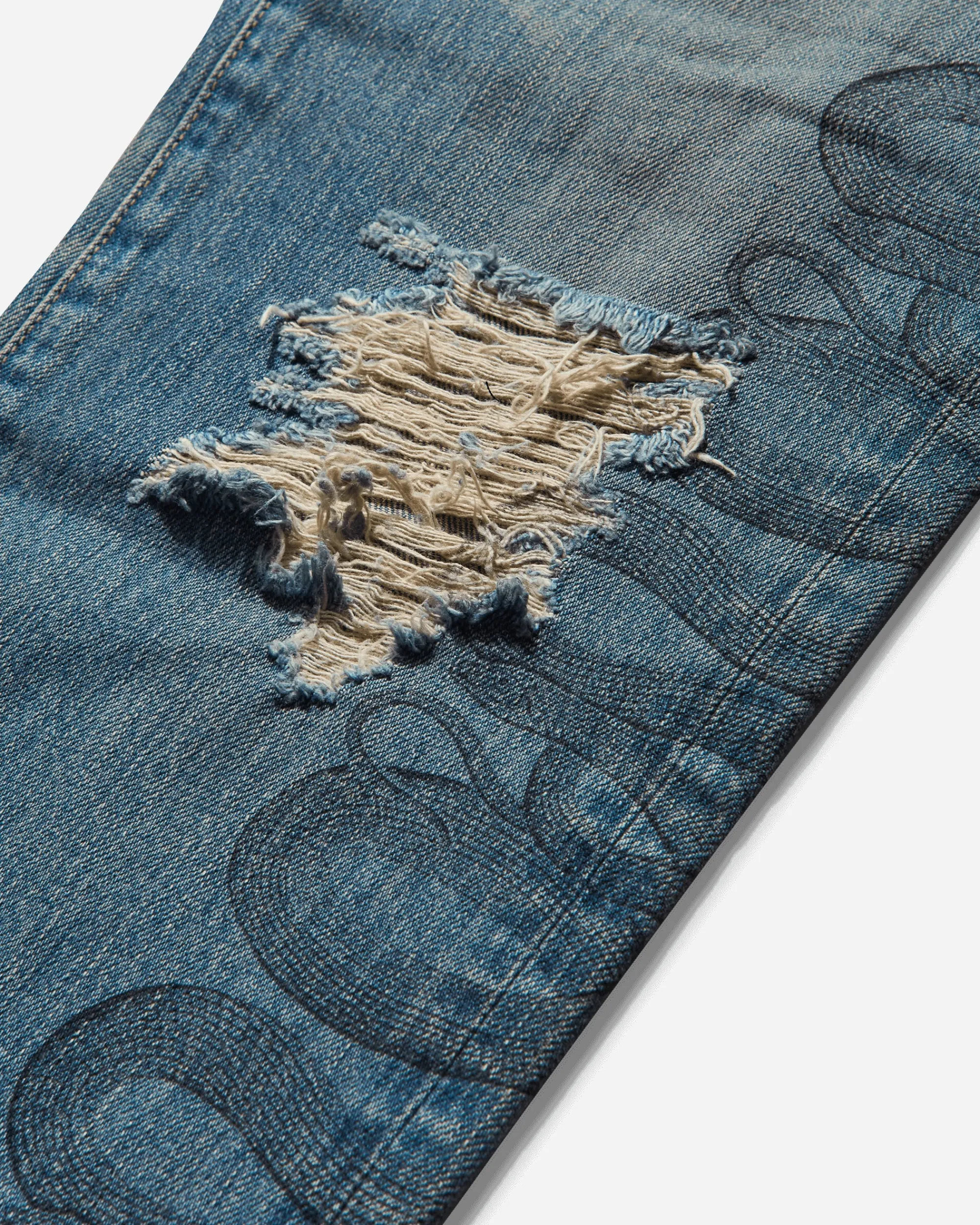 Hysteric Glamour Pants^Women's Snake Loop Distressed Cropped Denim Pants Indigo