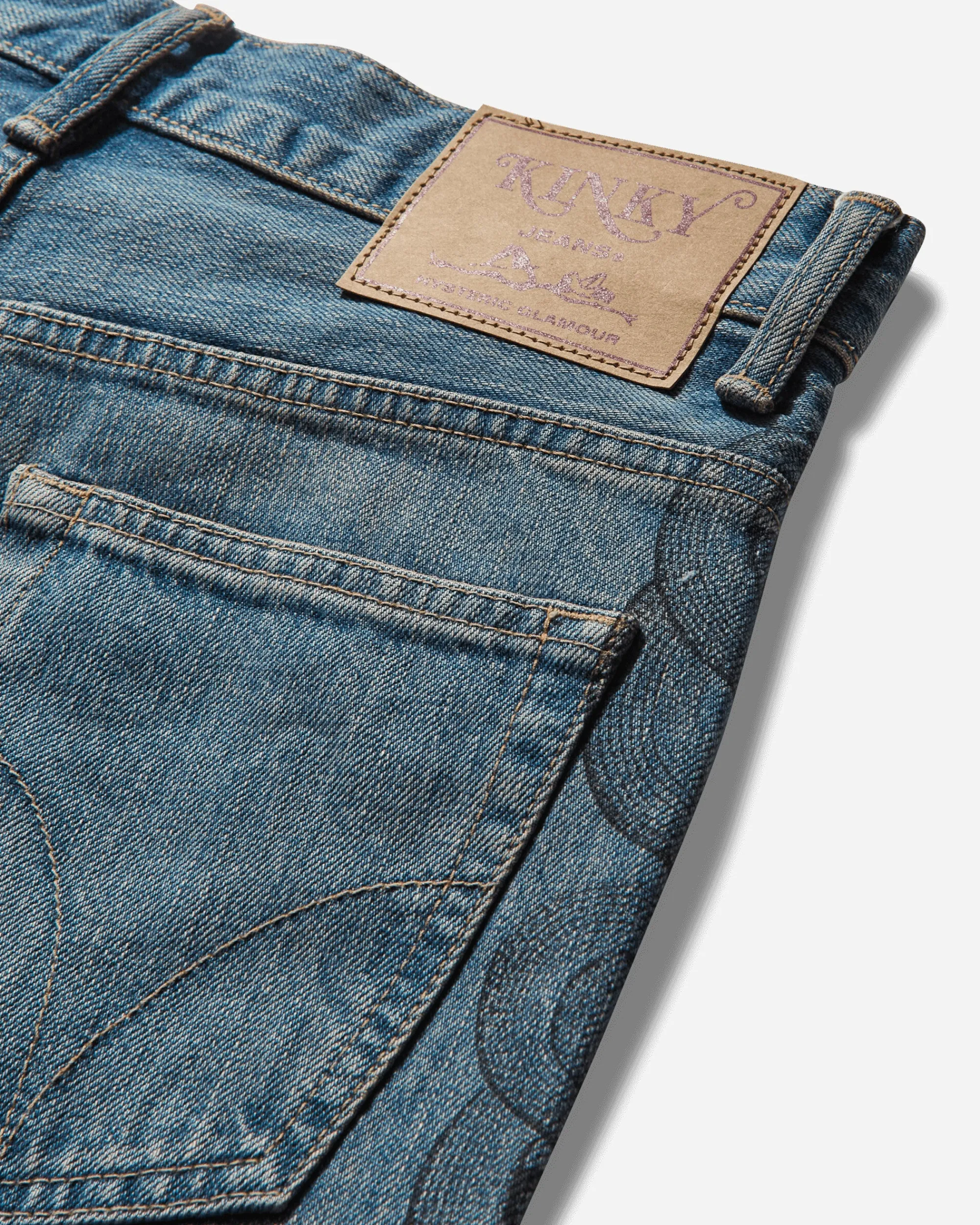 Hysteric Glamour Pants^Women's Snake Loop Distressed Cropped Denim Pants Indigo