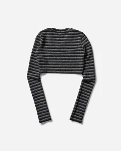 Priscavera T-Shirts^Women's V-Neck Crop Top Metallic Stripes